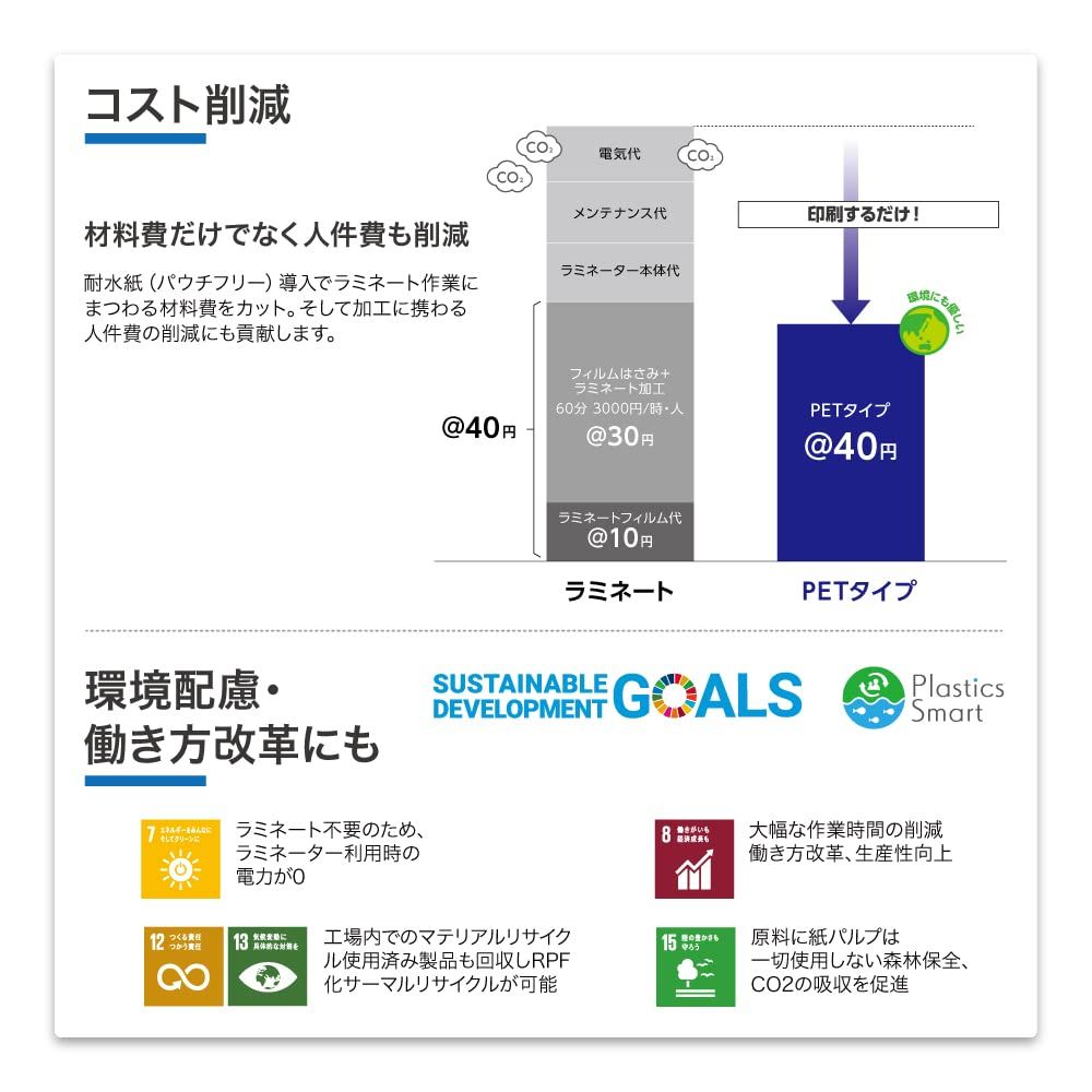  クロスマーケット 耐水紙 パウチフリー PET 120μ A 4 レーザープリンター用 ラベル用紙 その他 手帳 日記 家計簿