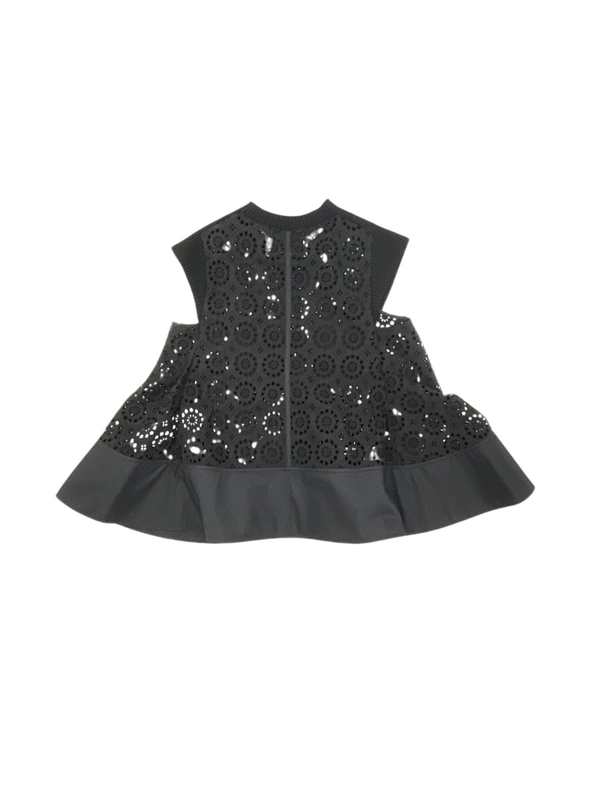 XS 3.1 Phillip Lim 3.1フィリップリム リブ切り替えパンチングノースリーブブラウス ブラック げ交渉