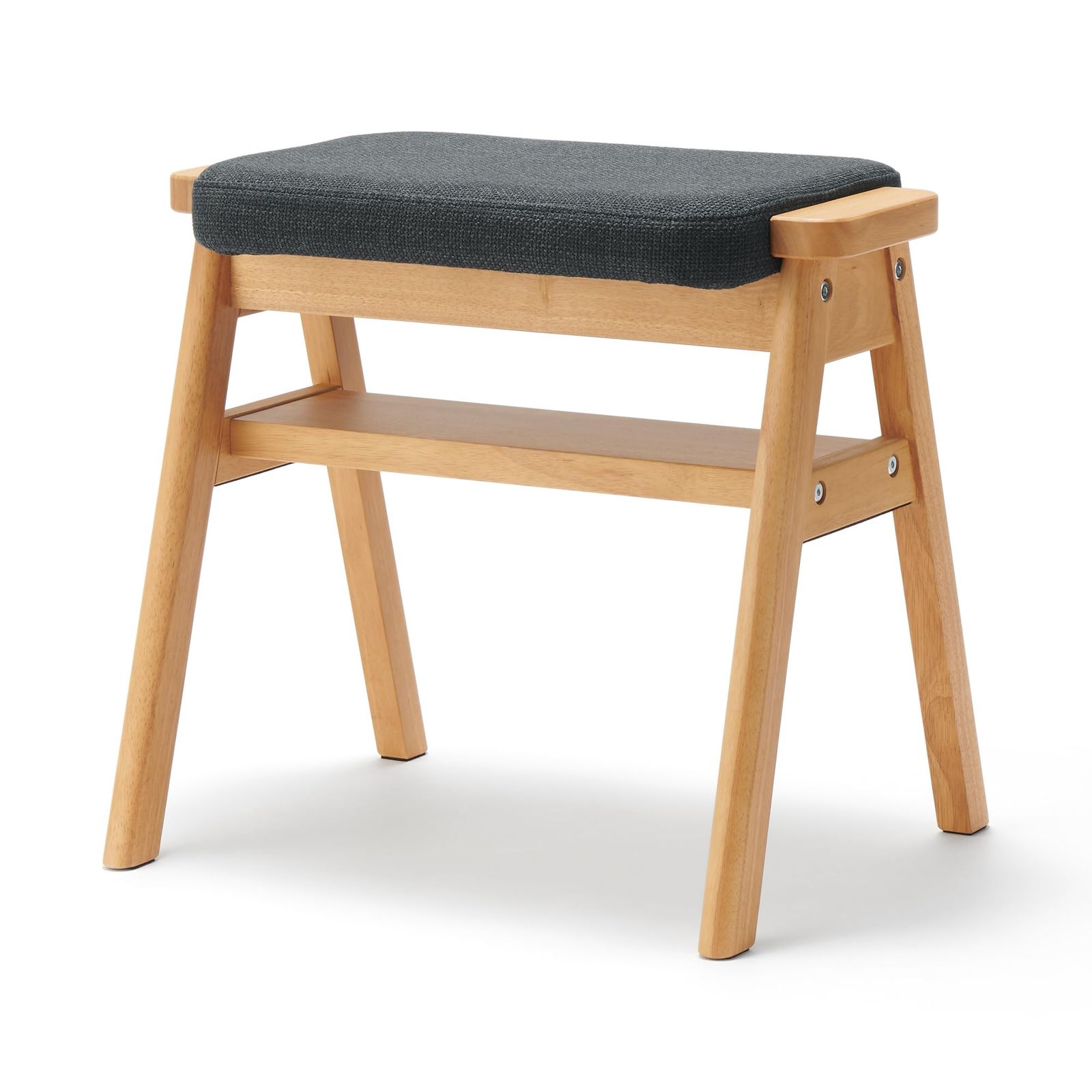 無印 再生ポリエステル混 木製スタッキングスツール チャコール 幅49.3×奥行37×高さ44cm 84421747