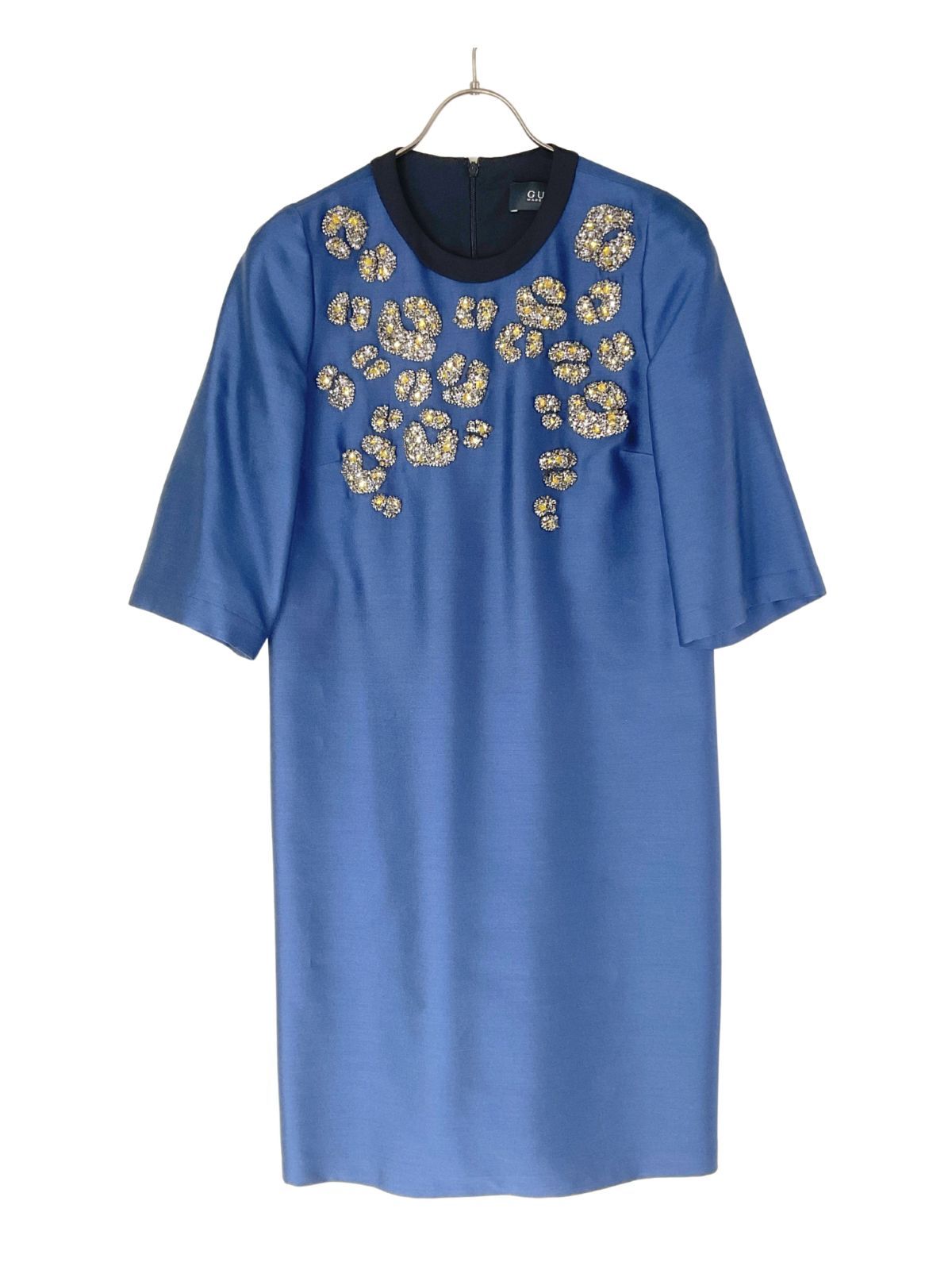 38 GUCCI グッチ ビジューワンピース 38 ブルー げ交渉