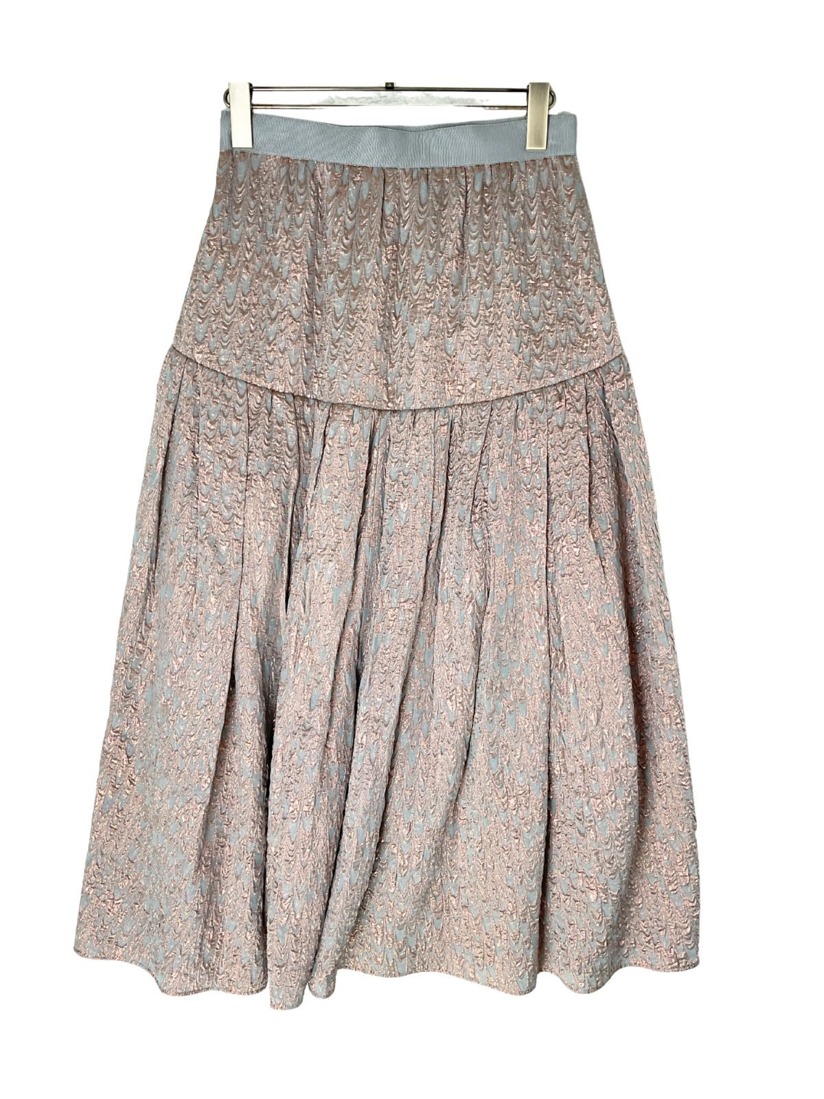 36 CYCLASシクラス メタリックジャガード織り総柄スカート 36 グレー調 げ交渉