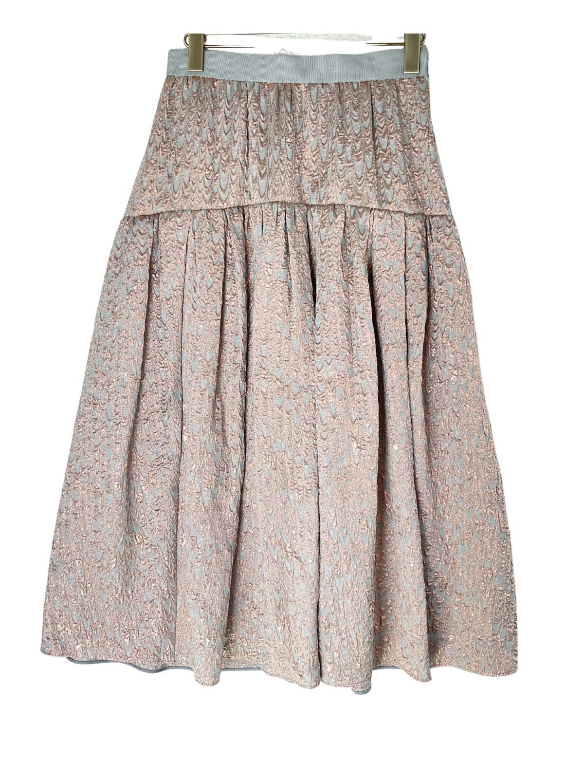 36 CYCLASシクラス メタリックジャガード織り総柄スカート 36 グレー調 げ交渉