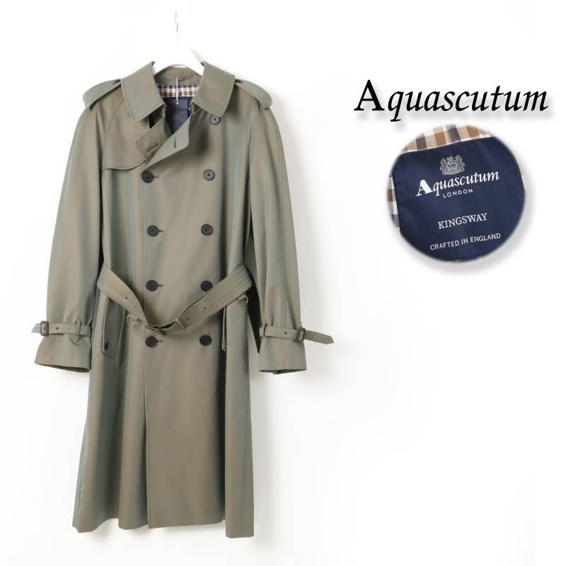 アクアスキュータム Aquascutum 英国製 U.K Kingsway 最 トレンチコート GIZA綿 100% 高密度 ギャバジン 撥水 ビジネスコート AQUA5 イギリス製 大定番 トレンチ コート42 259