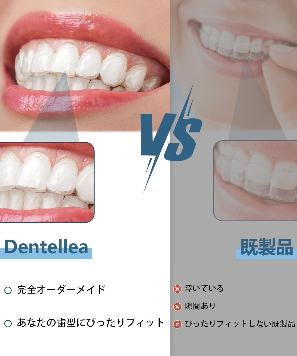 Dentellea カスタム マウスピース 2個セット 上下対応タイプ 透明 薄型 1mm 1.5mm 2mm選べる 着け心地快適 男女兼用 ケース付き KANDAIZUMI_COM