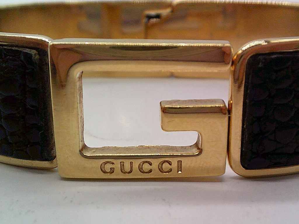  BKM 2 グッチ GUCCI バングル ブレスレット レザーブラック ゴールド ブレスレット アクセサリー