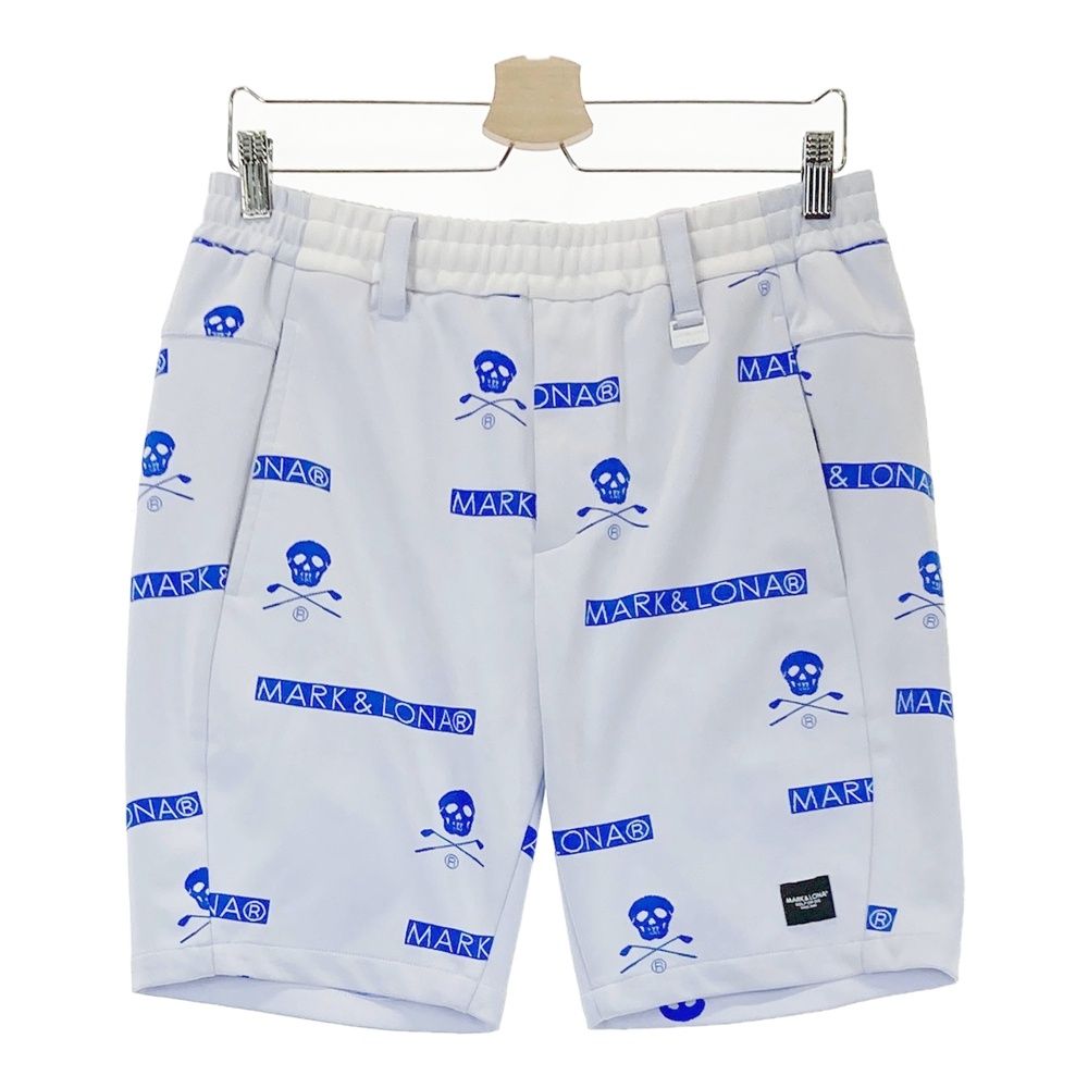 サイズ 46 MARK-LONA マークアンドロナ 2025年モデル ストレッチ ハーフパンツ スカル 総柄 ホワイト系 240101541274 ゴルフウェア メンズ ストスト