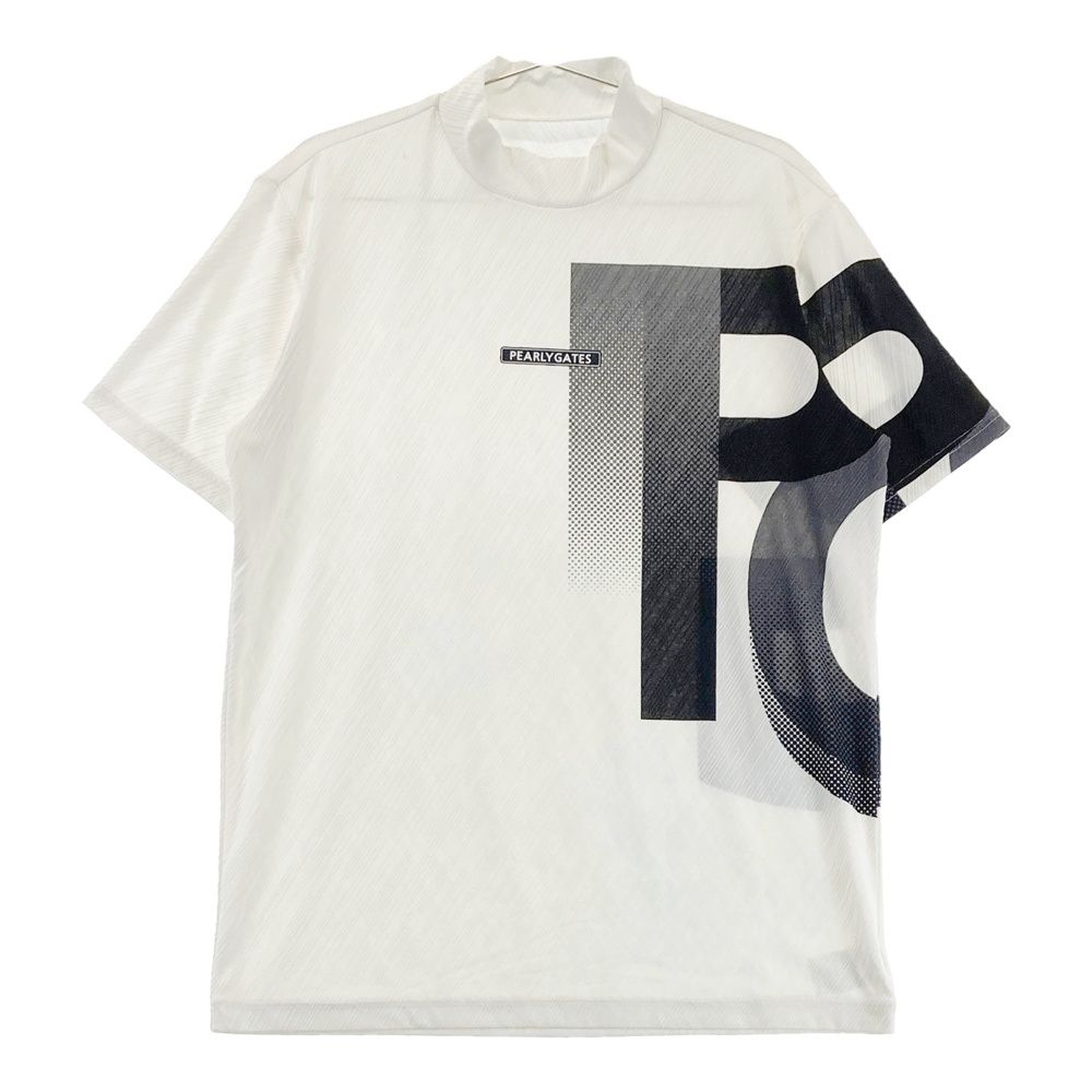 サイズ 6 PEARLY GATES パーリーゲイツ 2025年モデル ハイネック 半袖Tシャツ 総柄 ホワイト系 240101549798 ゴルフウェア メンズ ストスト