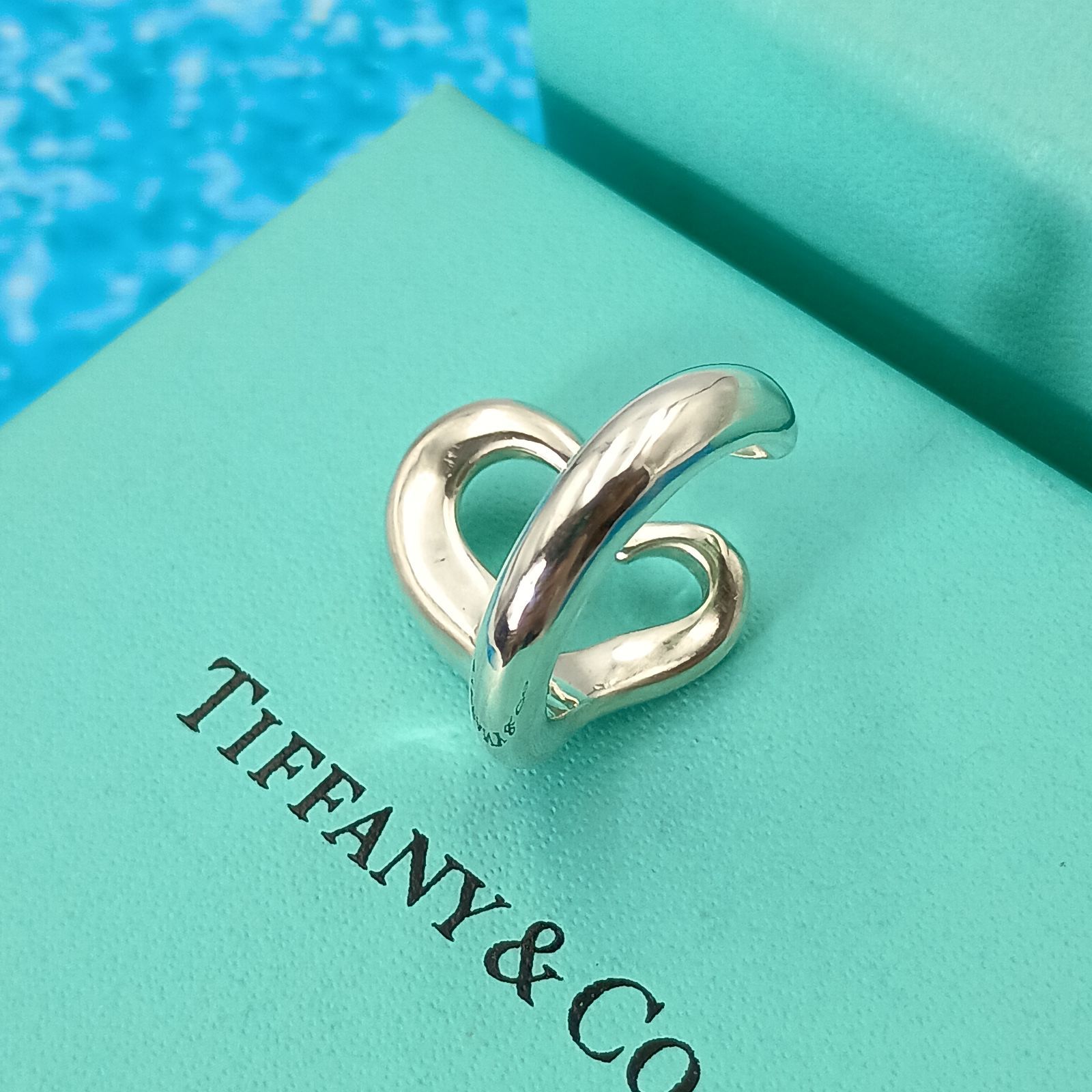 極美品ティファニー オープンハートリング 6号 シルバー925