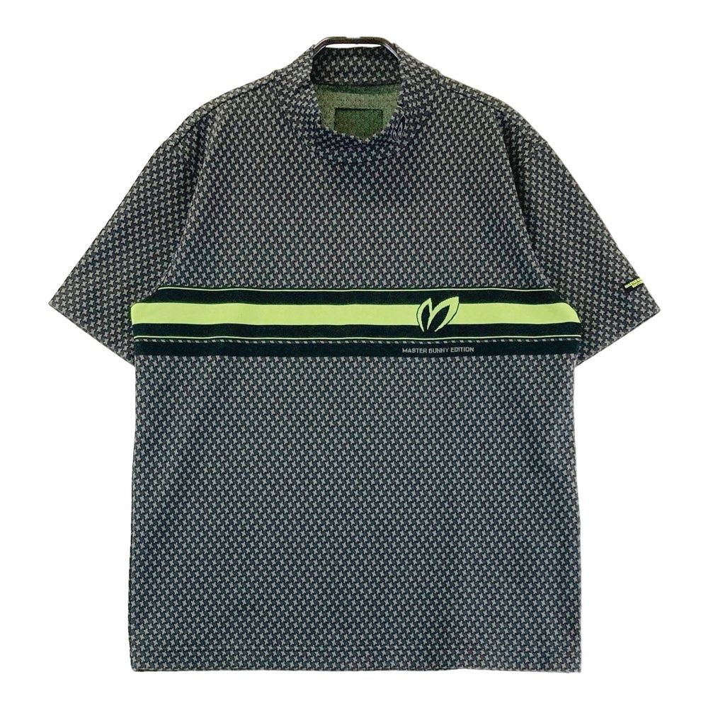 サイズ 4 MASTER BUNNY EDITION マスターバニーエディション 2025年モデル ハイネック 半袖Tシャツ 千鳥 総柄 カーキ系 240101551505 ゴルフウェア メンズ ストスト