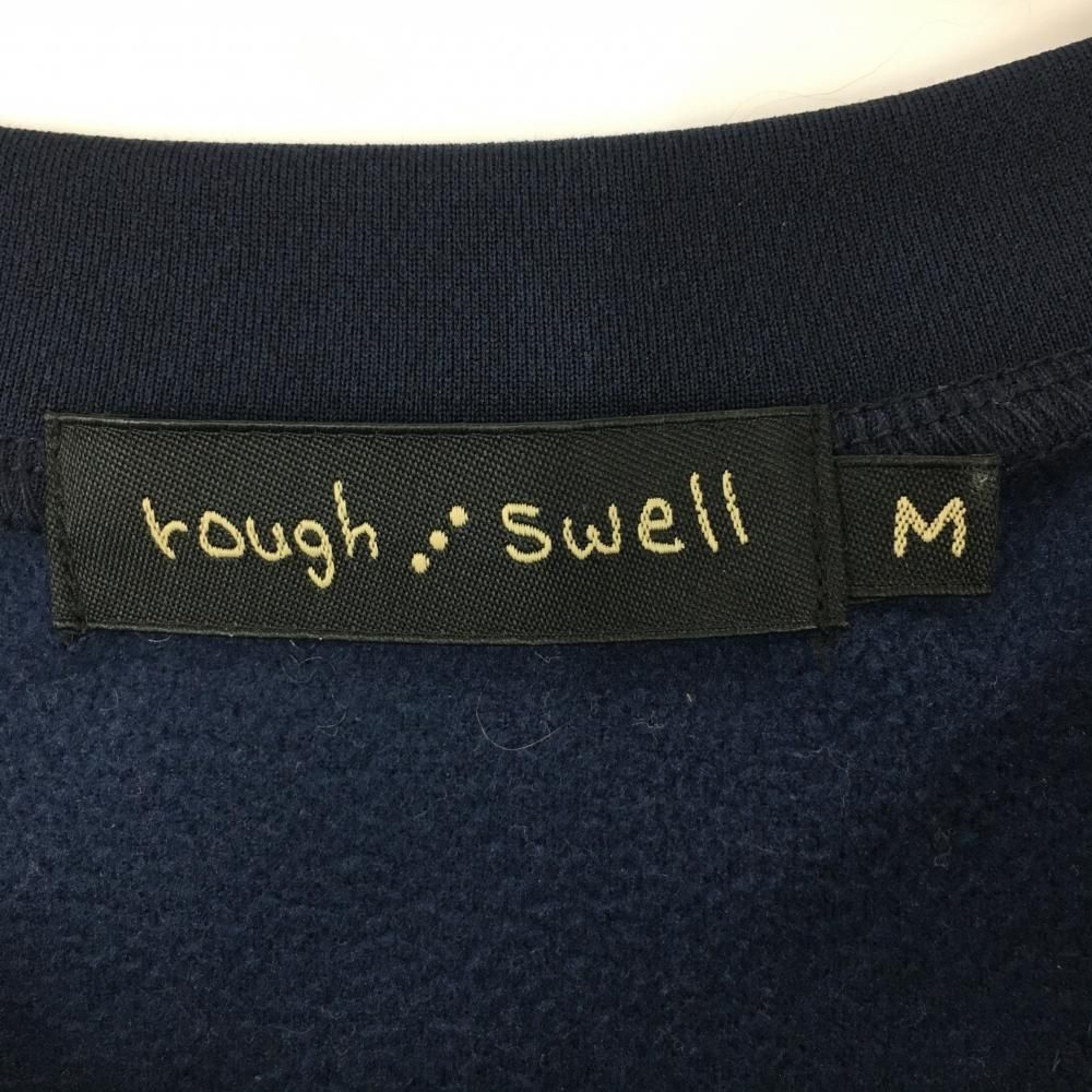 超 ラフアンドスウェル トレーナー ネイビー×白 前身頃切替 裏起毛 メンズ M ゴルフウェア rough＆swell LLC-HASEGAWATOSO_COM