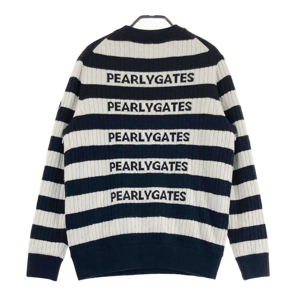 サイズ 4 PEARLY GATES パーリーゲイツ 053-2170103 裏地付 カシミヤ ニットセーター ボーダー柄 ブラック系 240101407757 ゴルフウェア メンズ ストスト