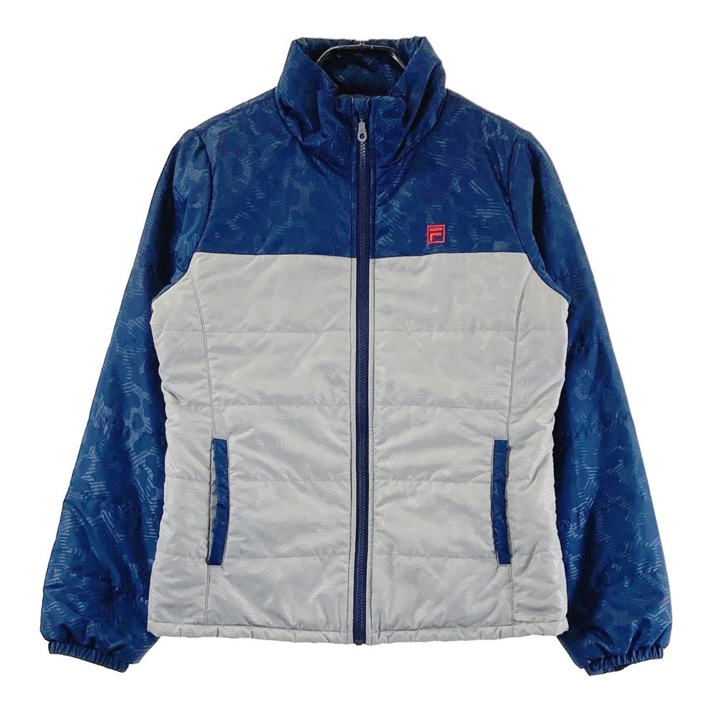 サイズ L FILA GOLF フィラゴルフ IK4AL280 中綿 ジップジャケット 総柄 ネイビー系 240101534771 ゴルフウェア レディース ストスト