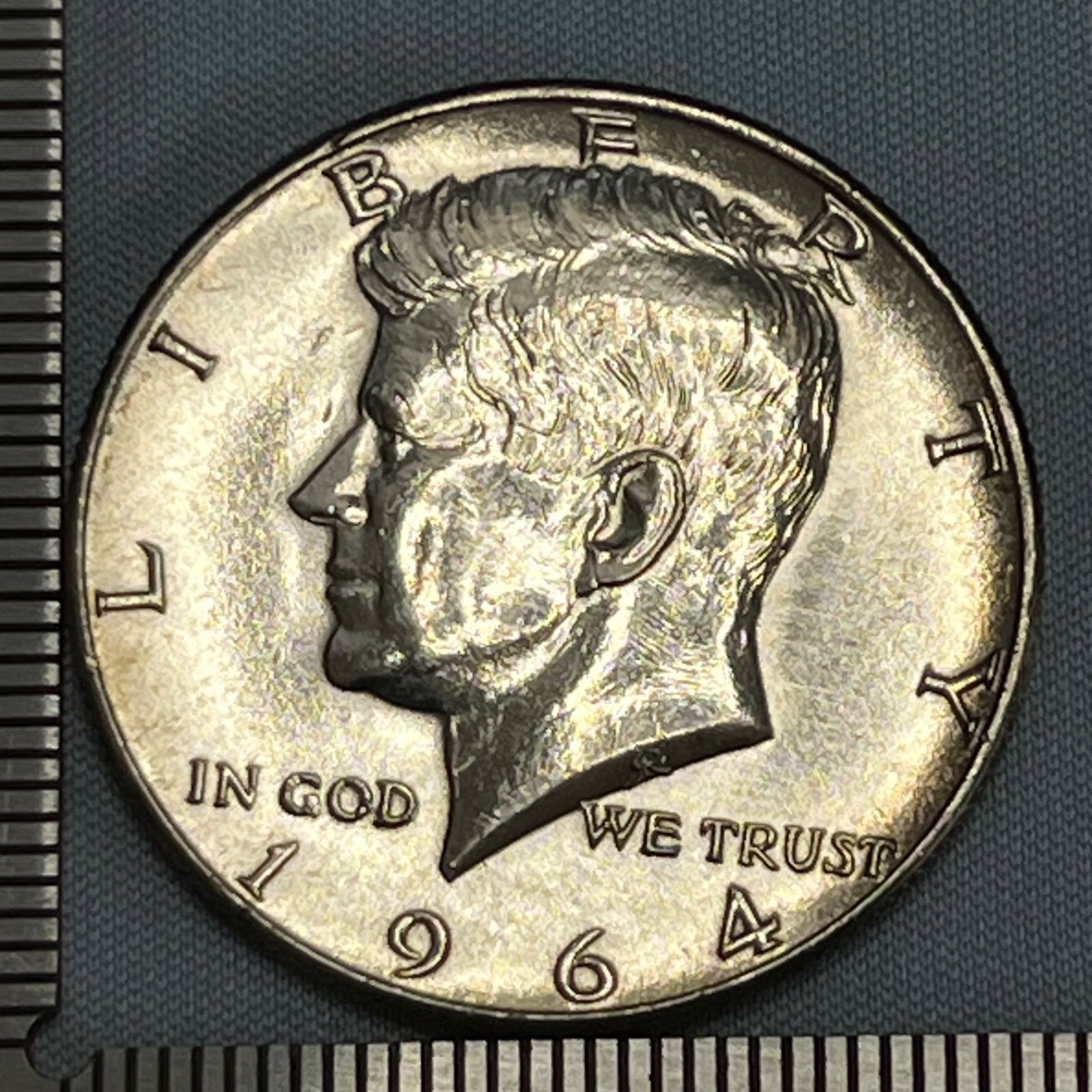 未使用銀貨】1964年 アメリカ ケネディ・ハーフダラー／初年発行・90