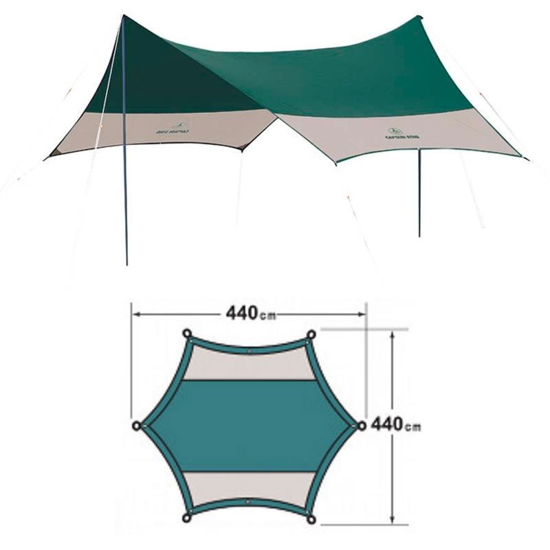 キャプテンスタッグ CAPTAIN STAG CS ヘキサタープUV サイドポール2本付 グリーン 440×440cm