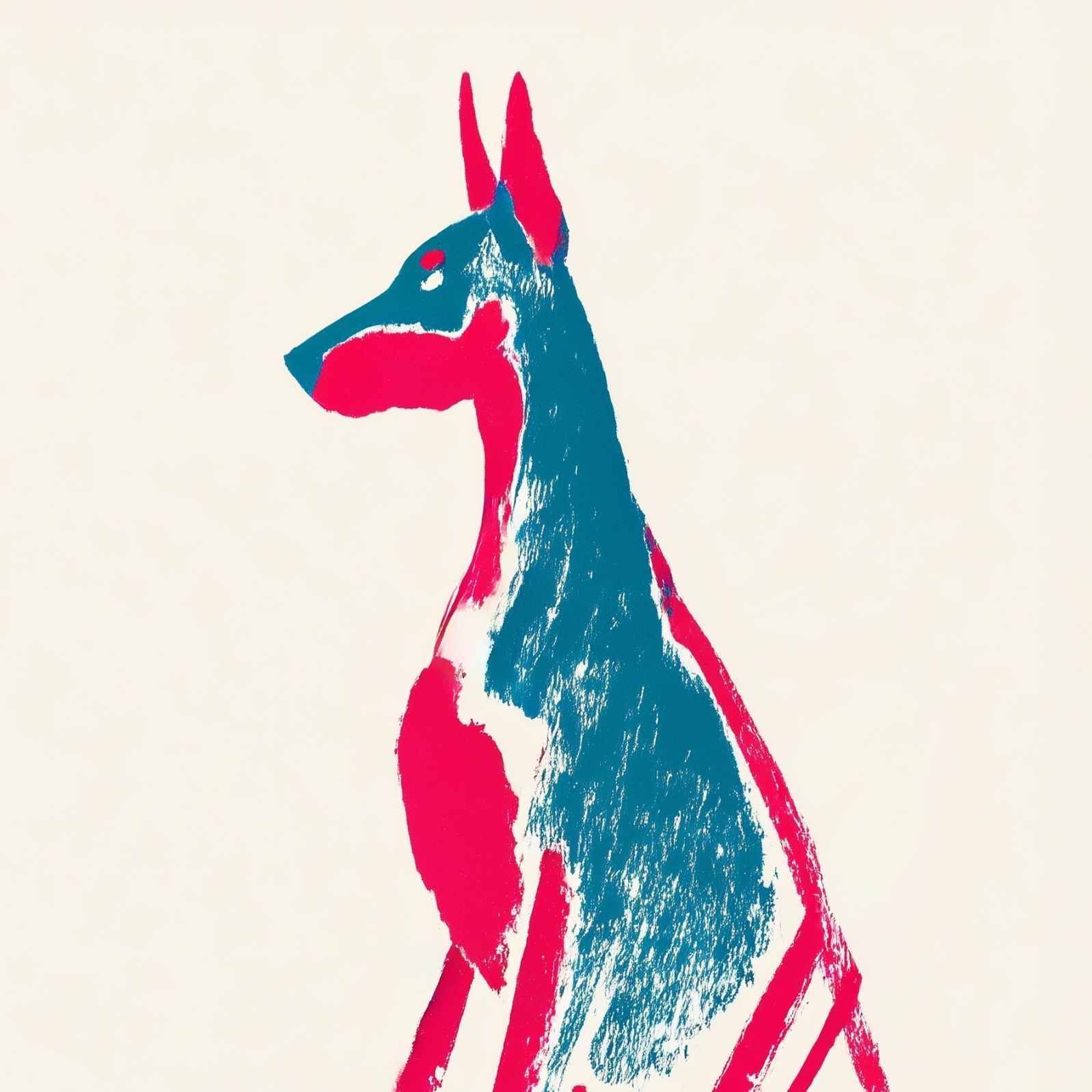 名入れOK Red Line - ドーベルマン犬 No.1 アートポスター ペットロス 北欧モダン ミニマルインテリア カフェスタイル