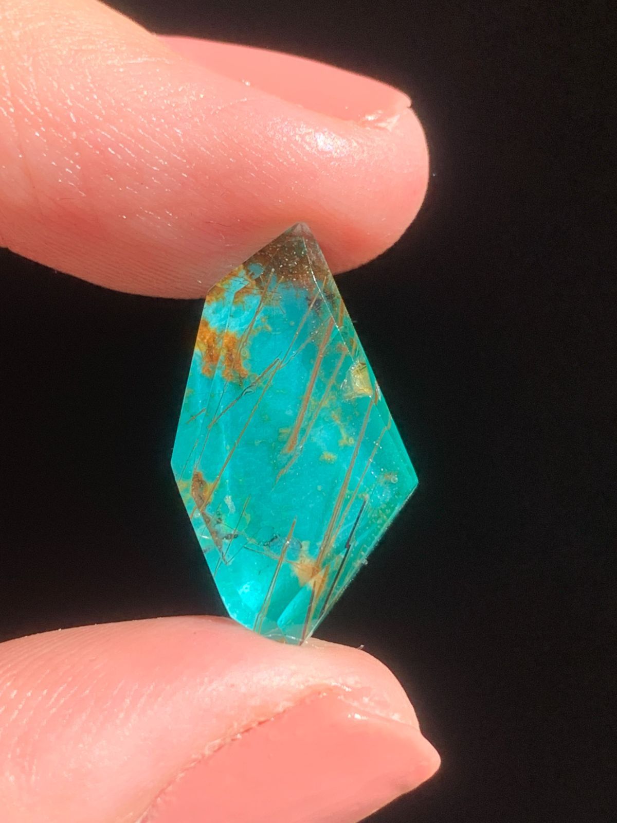 ターコイズ×ルチルクォーツ オニキス ダブレット ストーン ペンダント ネックレス チャーム SV925シルバー 1点もの 24