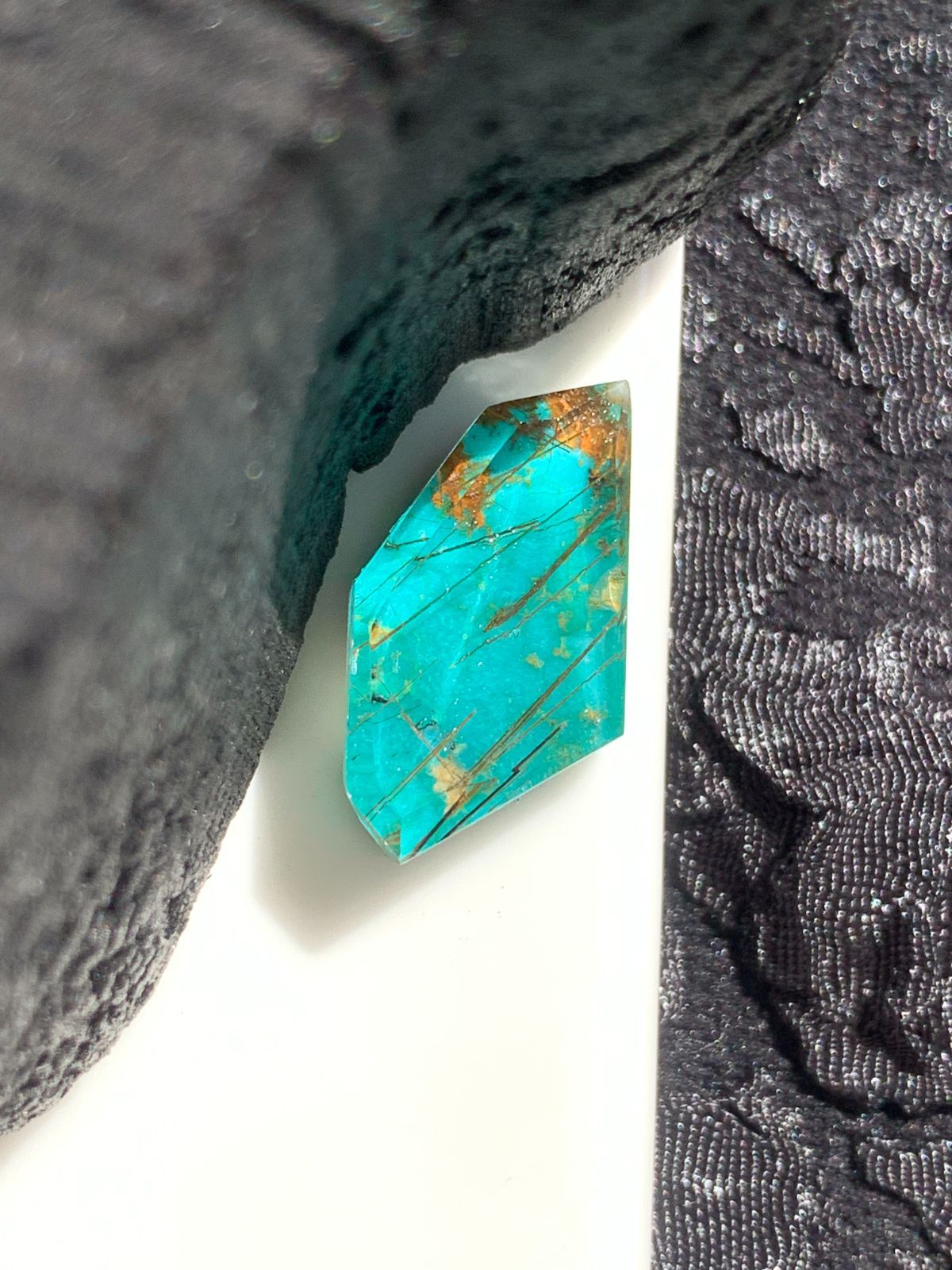 ターコイズ×ルチルクォーツ オニキス ダブレット ストーン ペンダント ネックレス チャーム SV 925シルバー １点もの 24