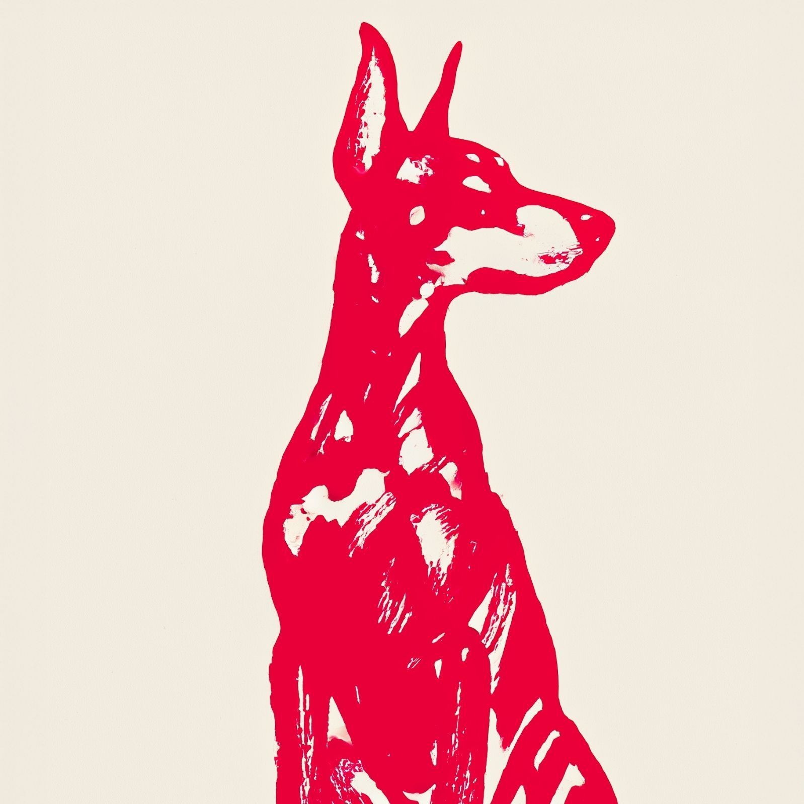 名入れOK Red Line - ドーベルマン犬 No.3 アートポスター ペットロス 北欧モダン ミニマルインテリア カフェスタイル