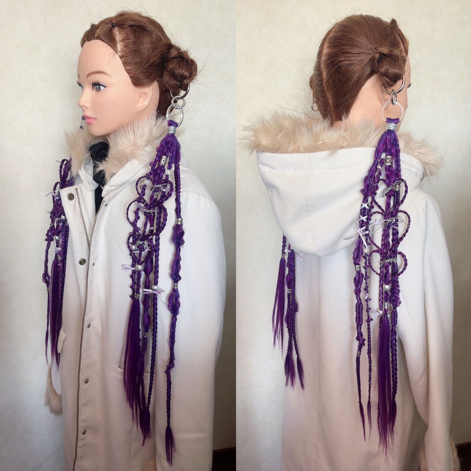 ポニーテールリング リングエクステ ツイン ハートアレンジ パープル