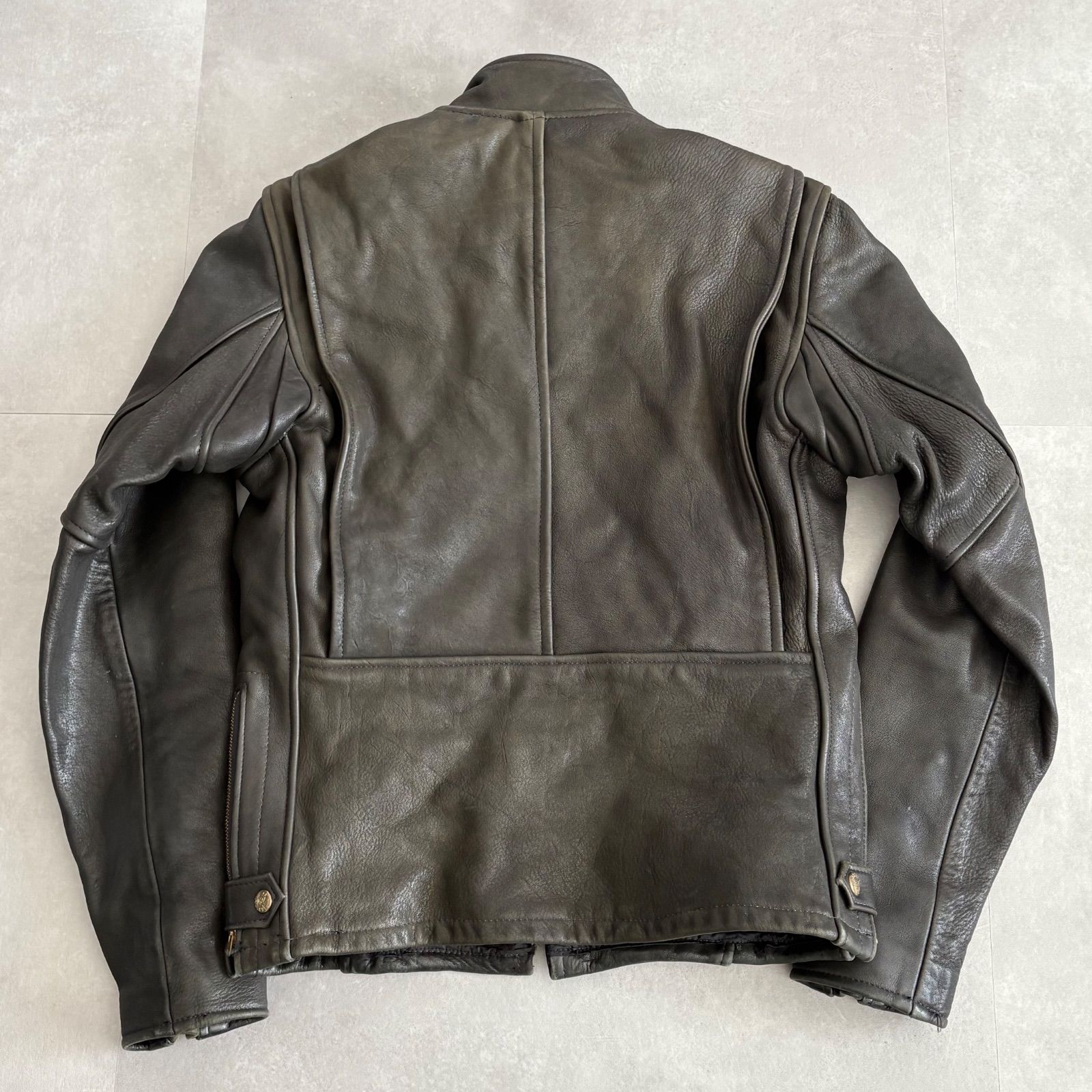 BRANDED GARMENTS レザージャケット シングルライダース 重厚感 TALONジップ ヴィンテージ ブラック 36サイズ S相当