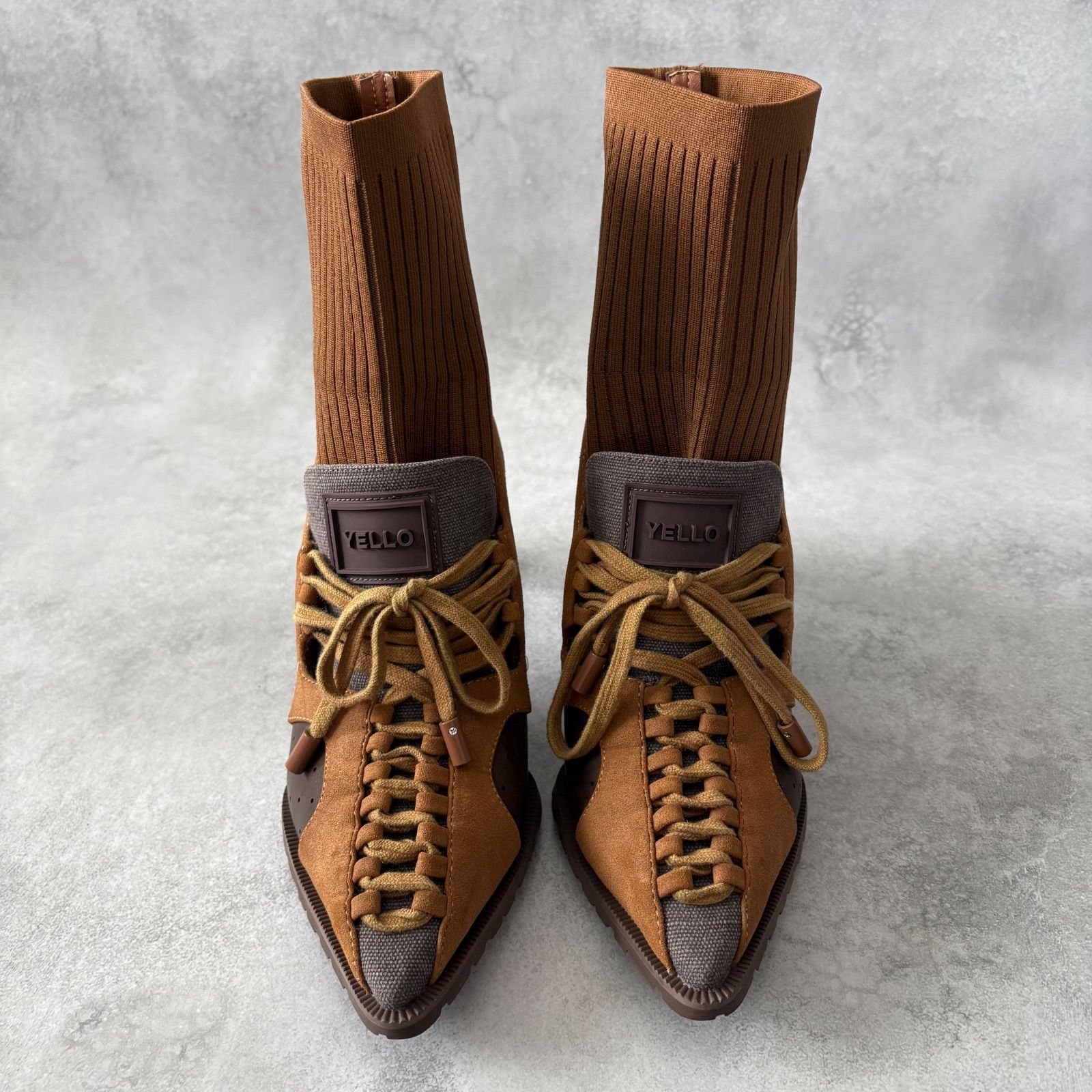 yellaw イエロー ソックスブーツ DEFORMED SHORT BOOTS ポインテッドトゥ Lサイズ 24.5cm相当