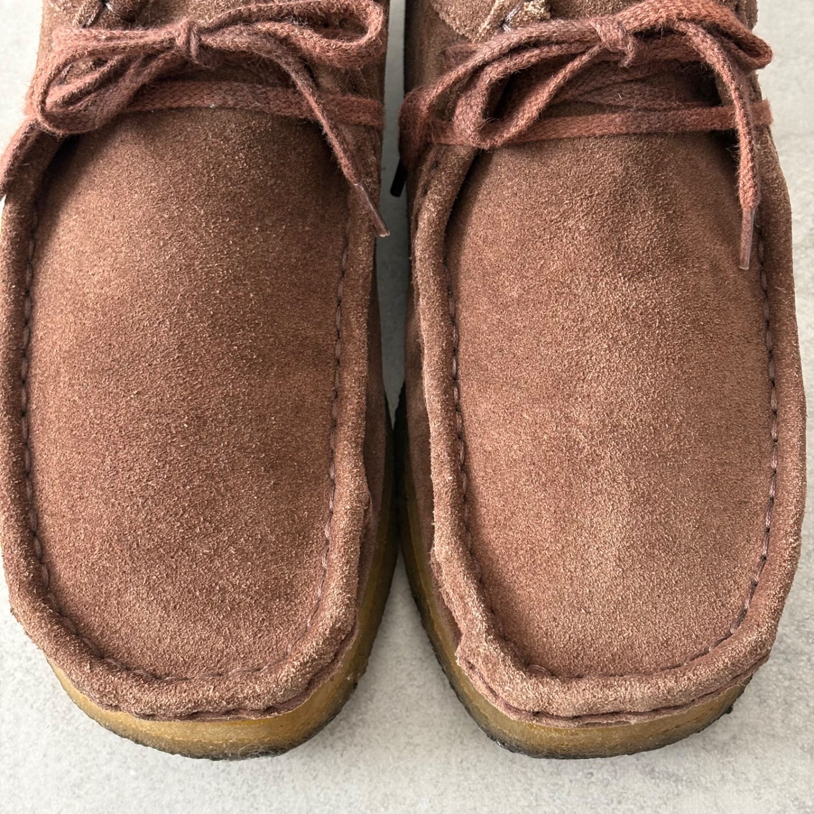  Clarks クラークス Wallabee ワラビー モカシンブーツ レザーシューズ クレープソール 茶 UK 8 26 cmサイズ モカシン デッキシューズ ブーツ 革靴