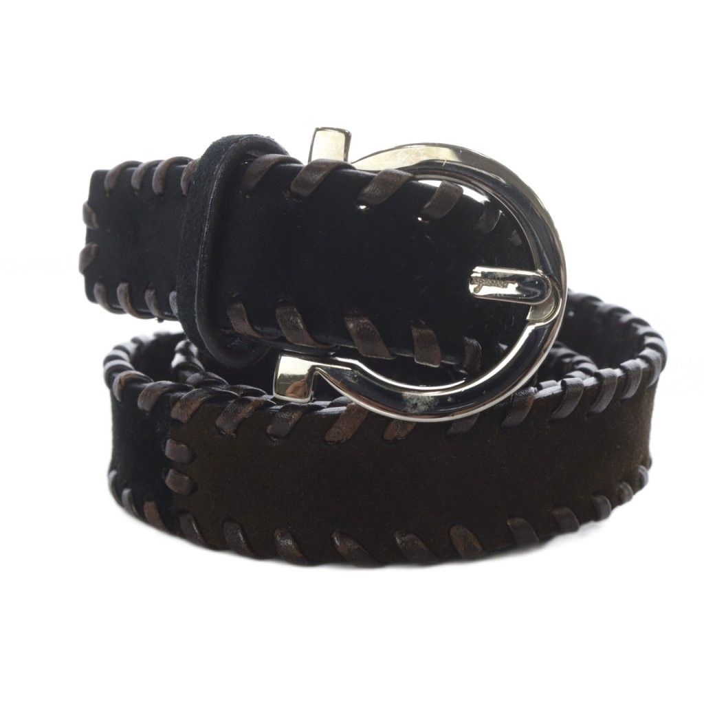 サルヴァトーレフェラガモ Salvatore Ferragamo ベルト ガンチーニ スエード S ブラウン ブラック YO8 OH