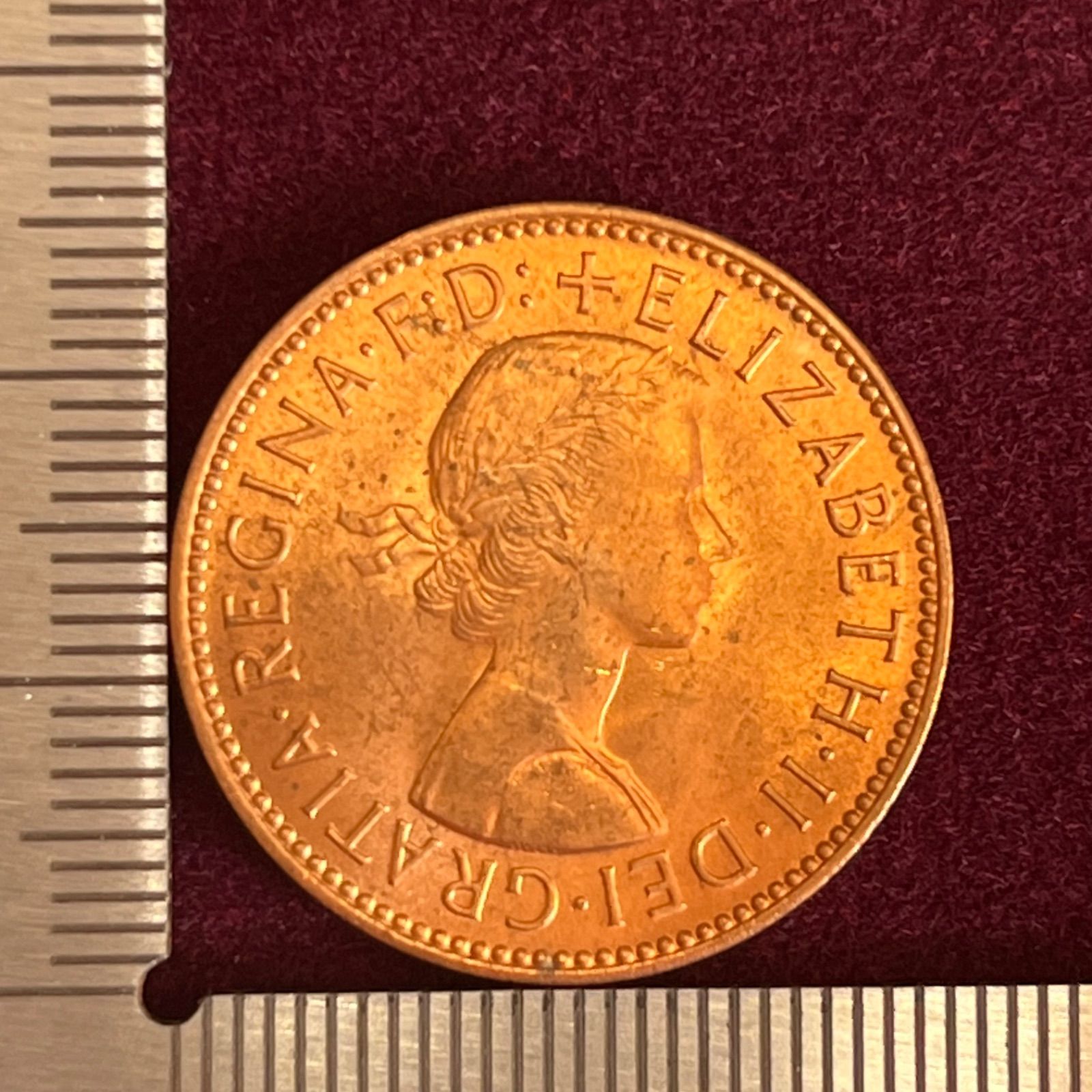 銅貨】1967年 イギリス エリザベス2世 ハーフペニー／黄金のガレオン船