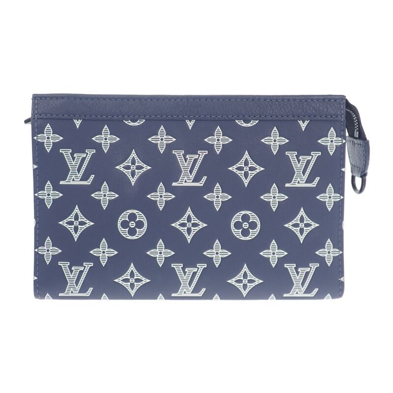 ルイヴィトン LOUIS VUITTON ガストン ウェアラブルウォレット M 83384 モノグラム シャドウレザー ネイビー ショルダーバッグ ブラック金具 メンズ Aランク
