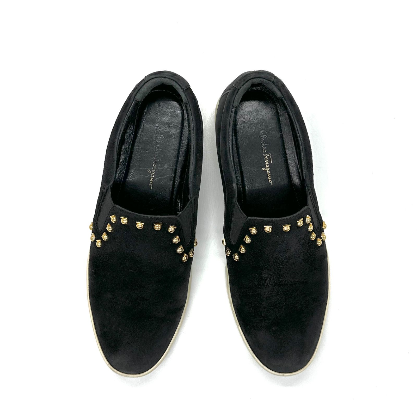 Ferragamo フェラガモ スエード スタッズ スリッポン レディース