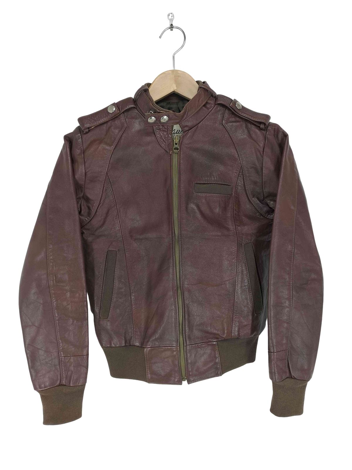 ユーズドフルギ 古着 レザーシングルライダースジャケット レディース 表記無