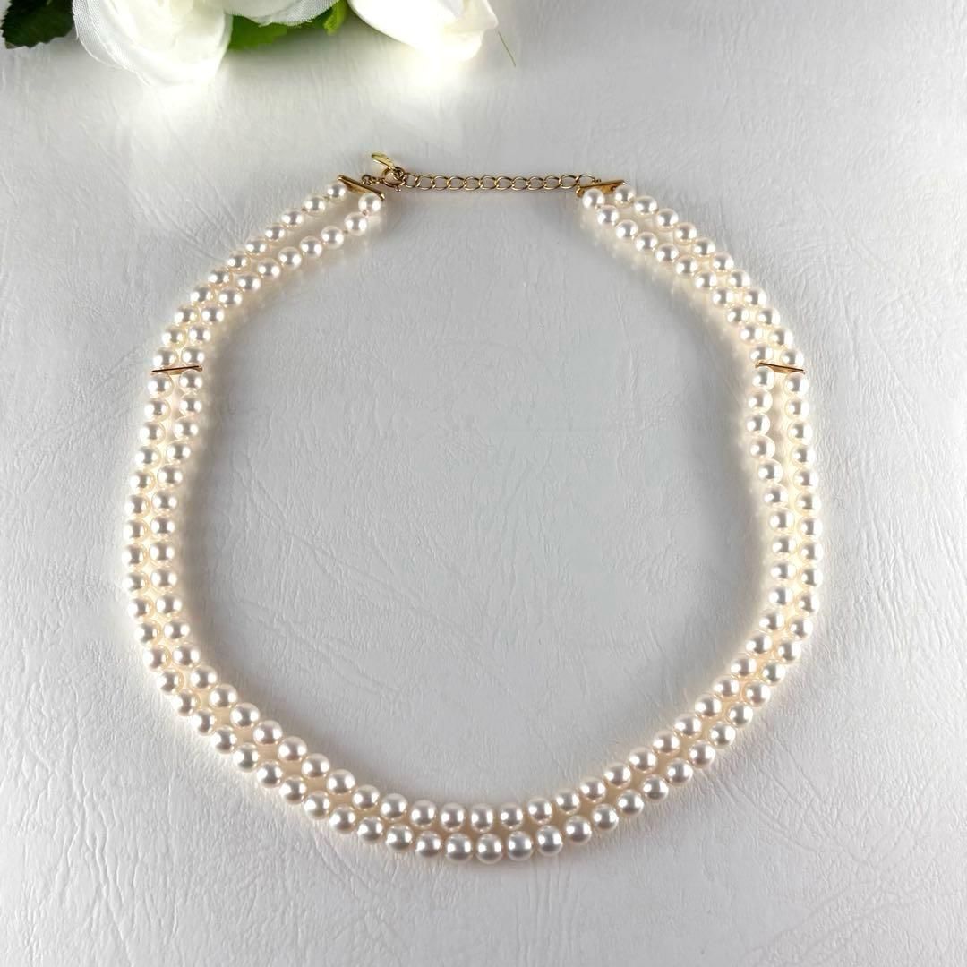 346☆タサキ　K18 パール　約4.9-5.3mm 2連　ネックレス 346☆タサキ K18 パール 約4.9-5.3mm 2連 ネックレス - メルカリ
