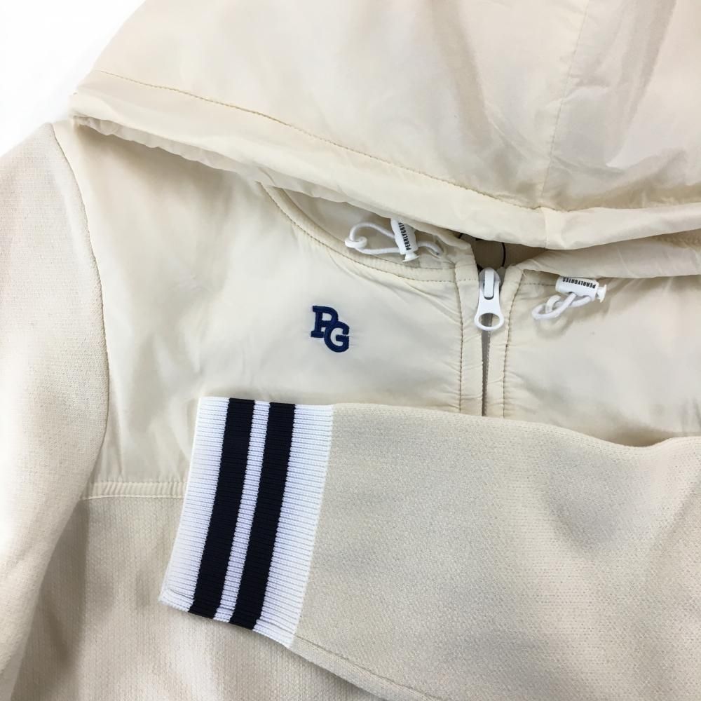 パーリーゲイツ ニットパーカー アイボリー×ブルー 裾ロゴ ウール混 レディース 2 L ゴルフウェア PEARLY GATES LLC-HASEGAWATOSO_COM