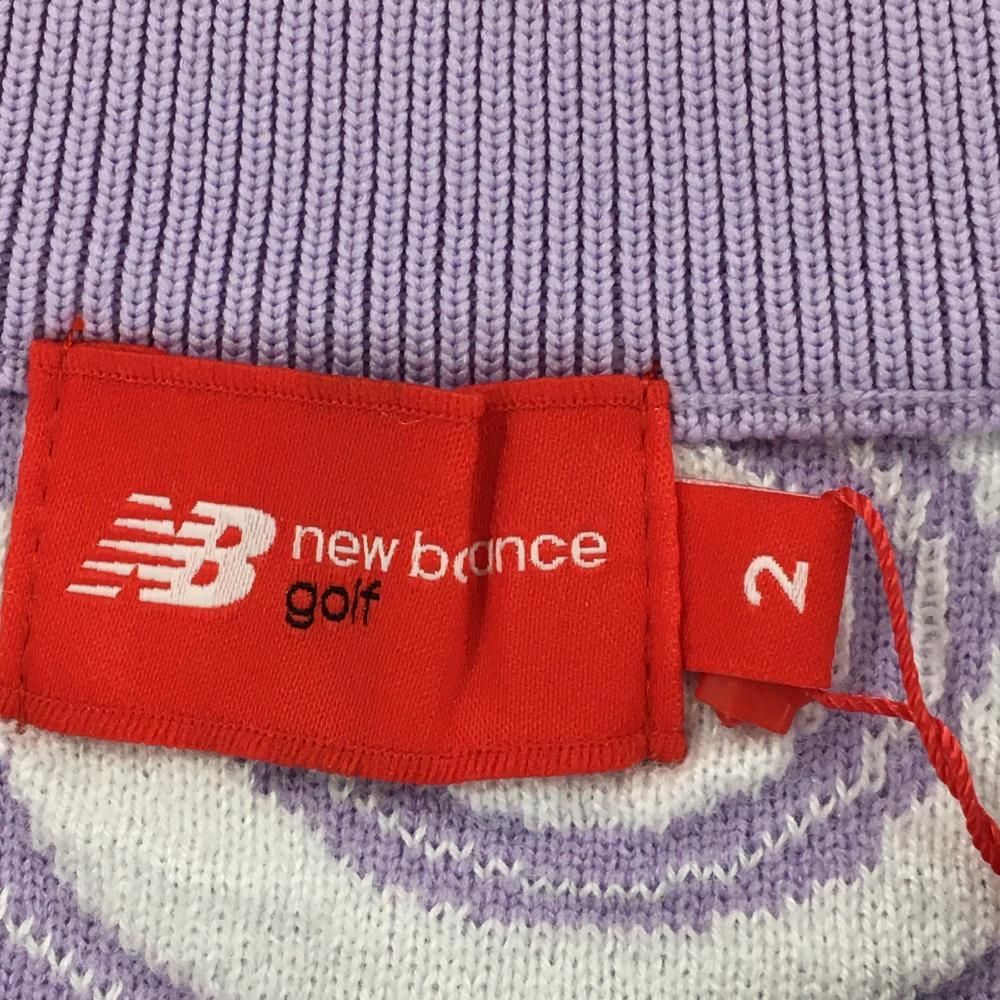 【毎日更新】 ニューバランスゴルフ セーター ライトパープル×白 ロゴ総柄 レディース 2 L ゴルフウェア モデル New Balance