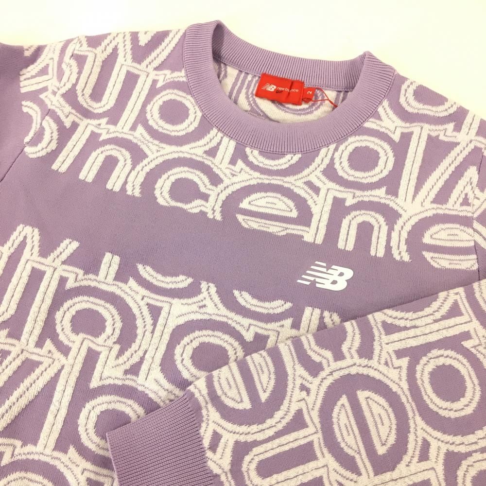 セーター ライトパープル×白