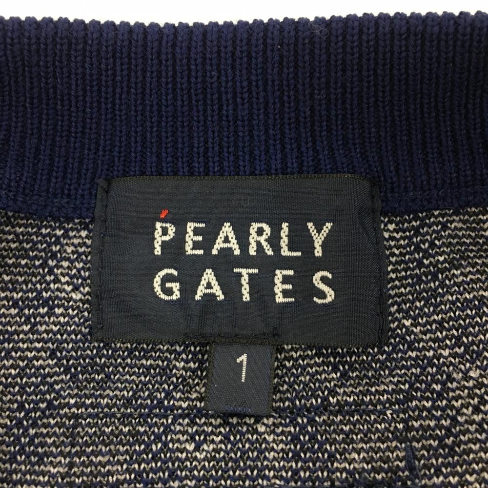 【パーリーゲイツ】美品 ニットセーター カシミヤ混 ネイビー 1 レディース PEARLY GATES パーリーゲイツ セーター ネイビー×白 カシミヤ100