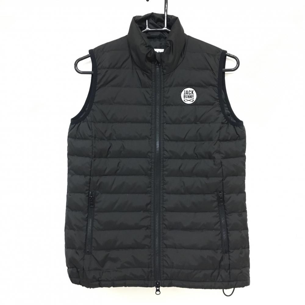 ジャックバニー ダウンベスト 黒 ワッペン白 ダウン92% レディース 1 M ゴルフウェア Jack Bunny