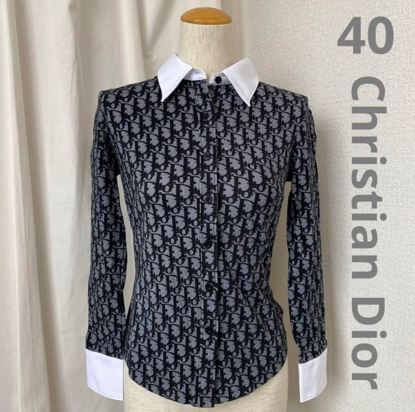 ChristianDior クリスチャンディオール トロッター オブリーク柄 シャツ モノグラム ネイビー