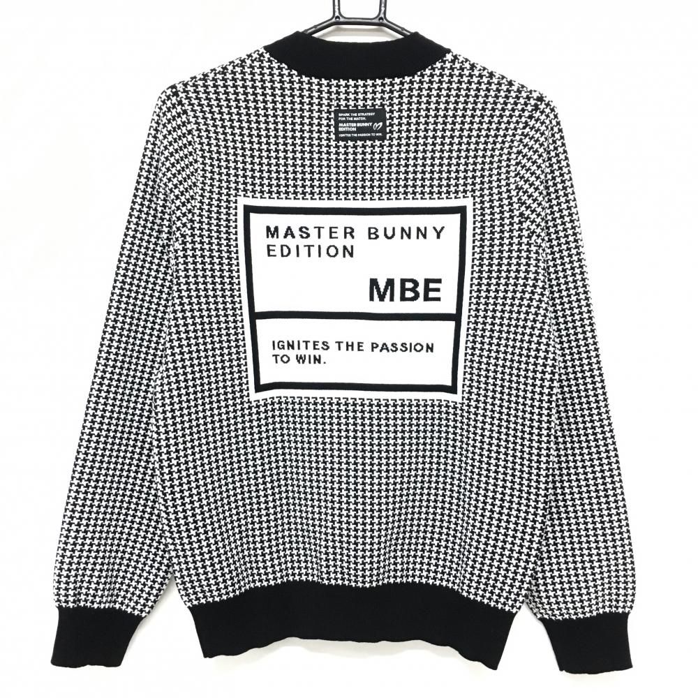 超 マスターバニー セーター 黒×白 千鳥格子調 コットン混 レディース 2 L ゴルフウェア 2025年モデル MASTER BUNNY EDITION