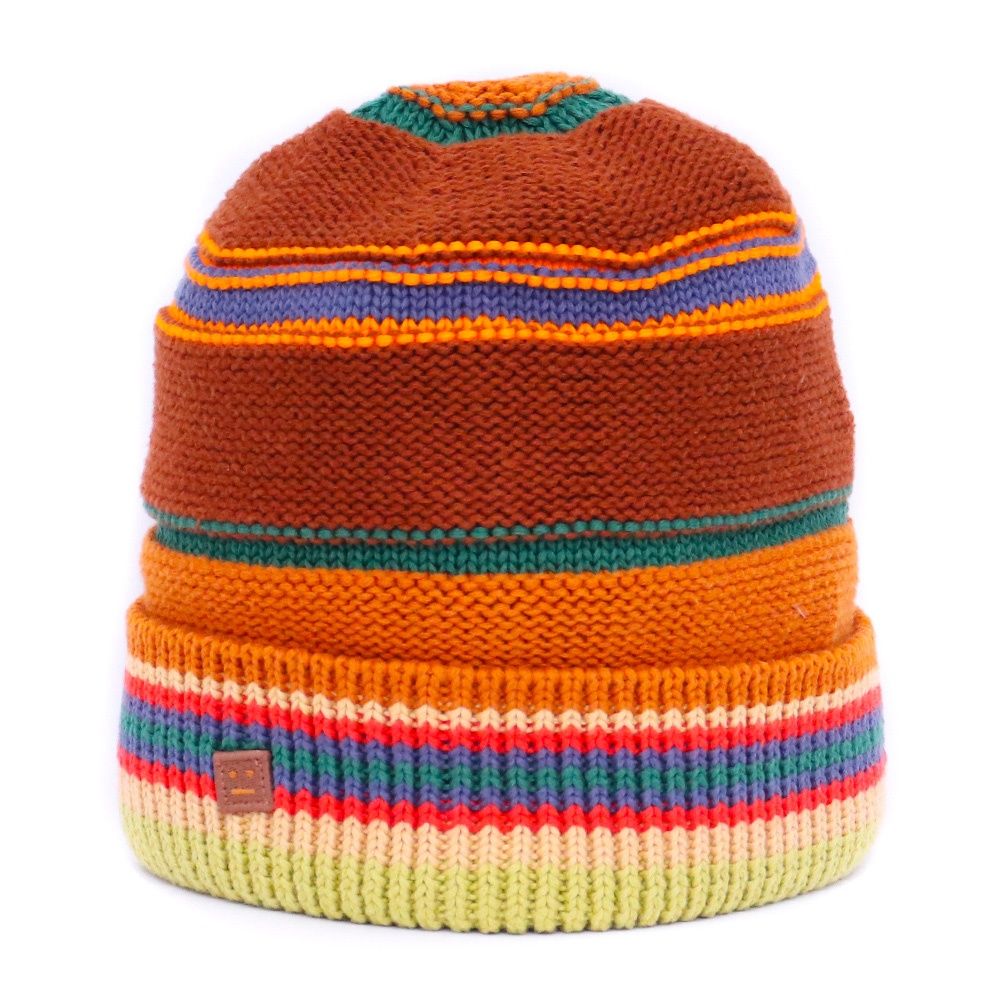 ACNE STUDIOS Stripe Knit Beanie ブラウン FA-UX-HAT000196