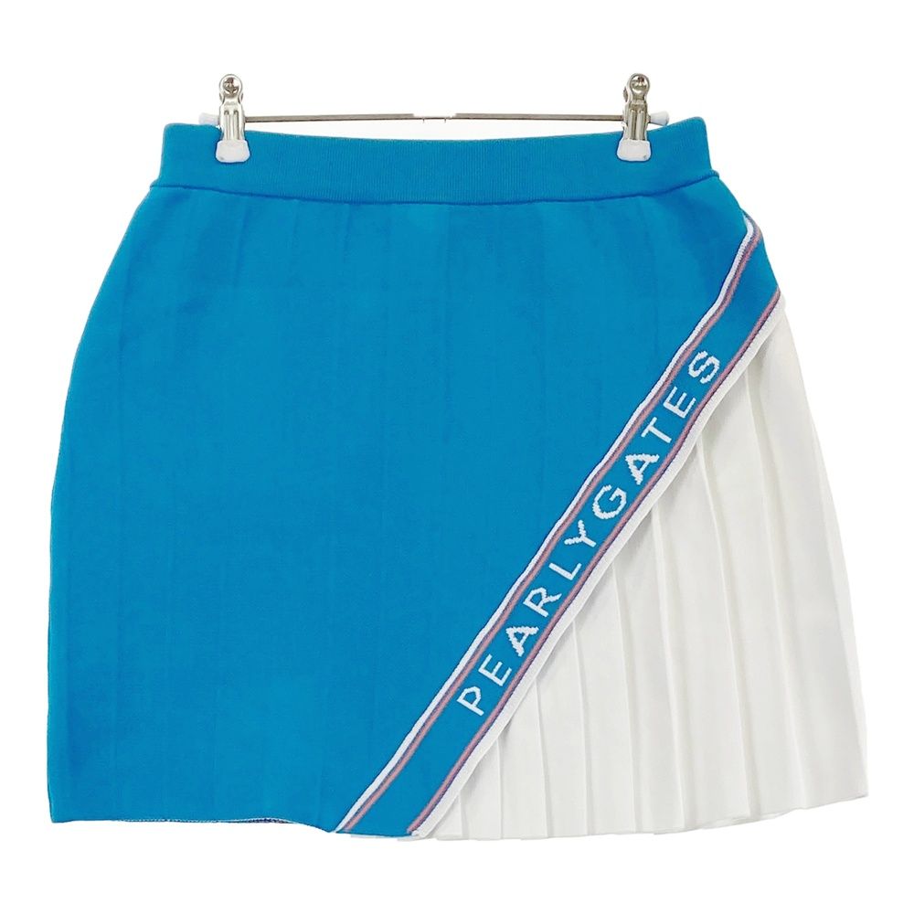 サイズ 2 PEARLY GATES パーリーゲイツ 2025年モデル プリーツ切替 ニットスカート ブルー系 240101507765 ゴルフウェア レディース ストスト