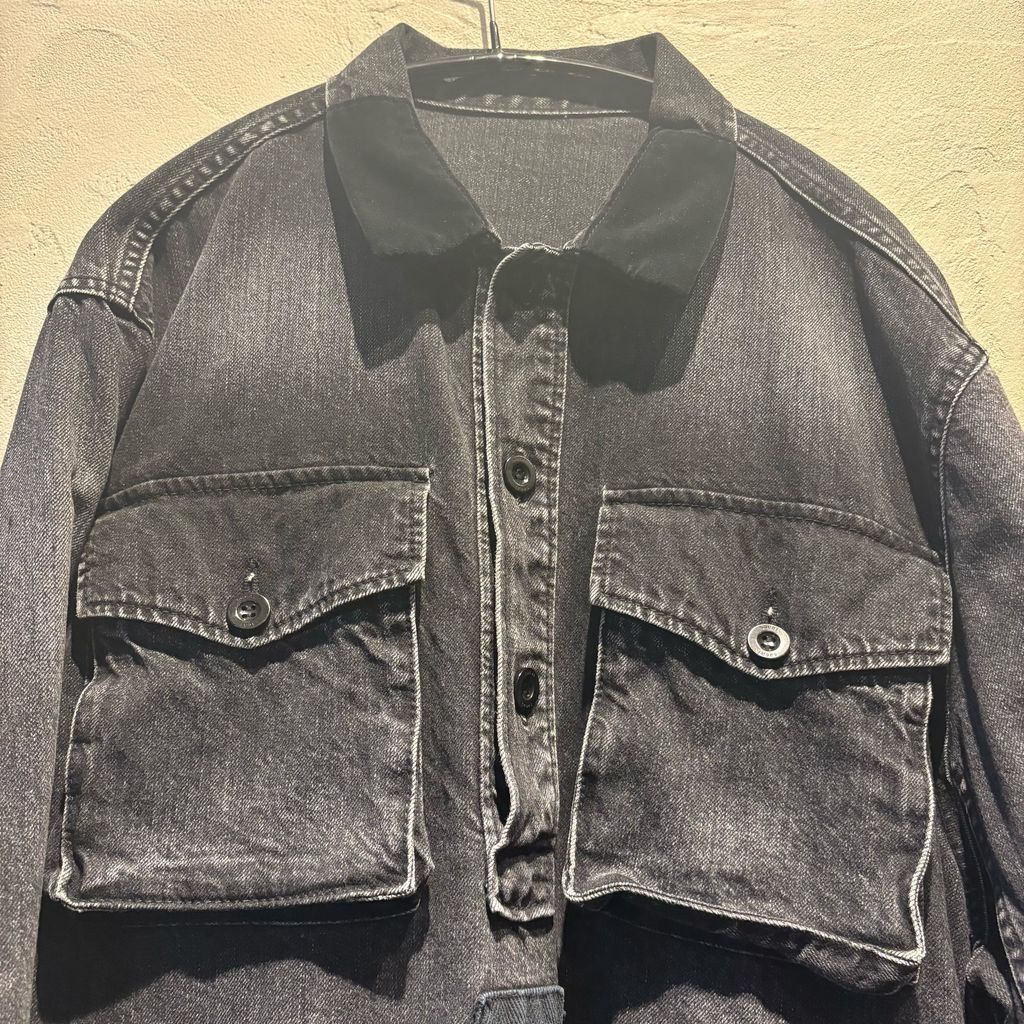 sacai サカイ 23SS DENIM PULLOVER JACKET デニムジャケット 23-031160M ブラック size 2 代官山A11 GULLKHAN_COM