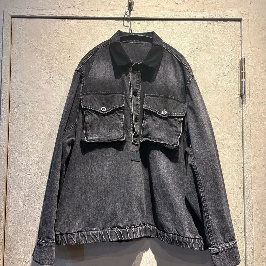 sacai サカイ 23SS DENIM PULLOVER JACKET デニムジャケット 23-031160M ブラック size 2 代官山A11