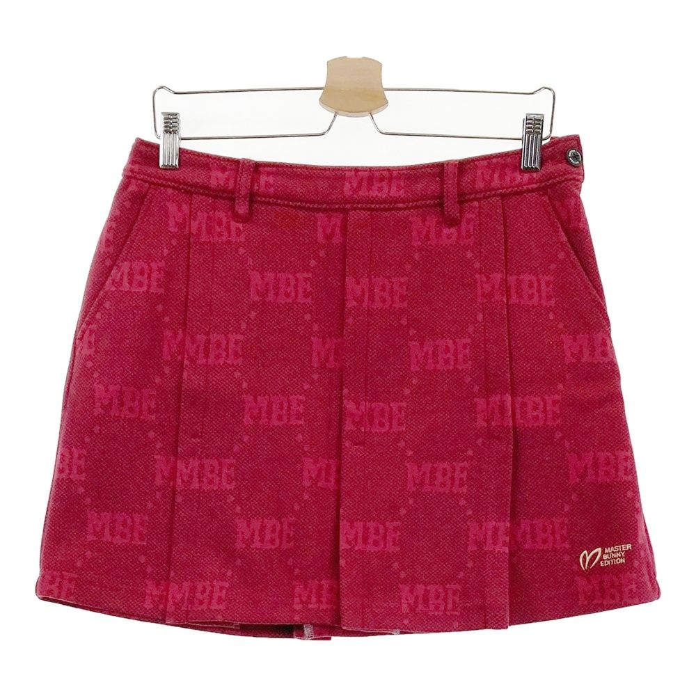 サイズ 2 MASTER BUNNY EDITION マスターバニーエディション モデル プリーツスカート ロゴ総柄 レッド系 240101550299 ゴルフウェア レディース ストスト