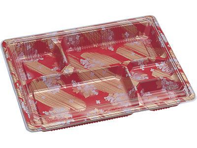 弁当箱 使い捨て 松花堂 204 よしの 50個 透明 蓋付き ランチボックス 弁当容器 業務用 本体 レンジ 可能 電子レンジ OK