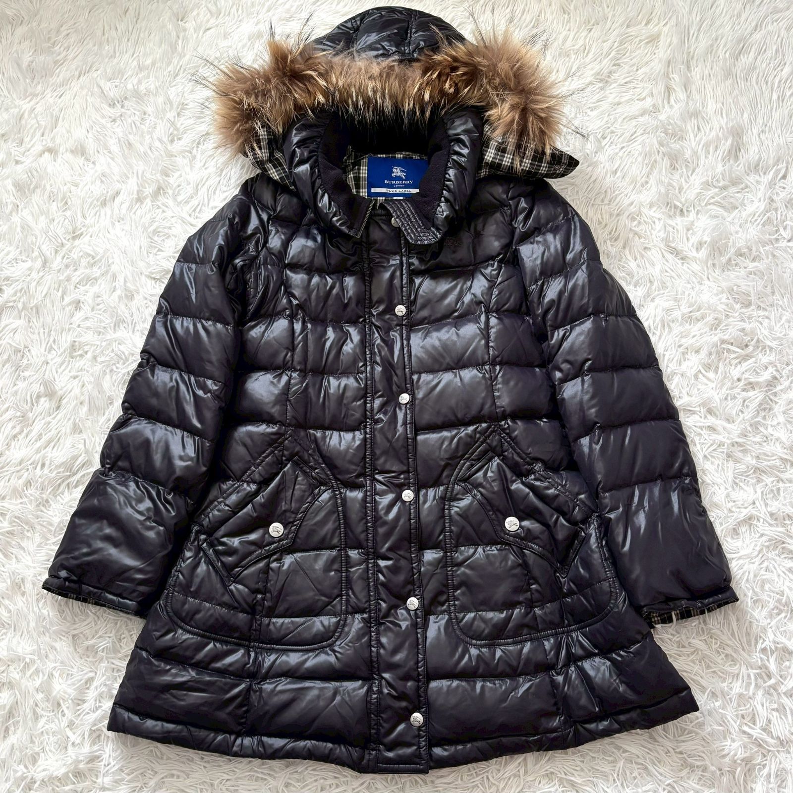 美品】BURBERRY BLUE LABEL コート 40 ダウン ロングダウン ロング A