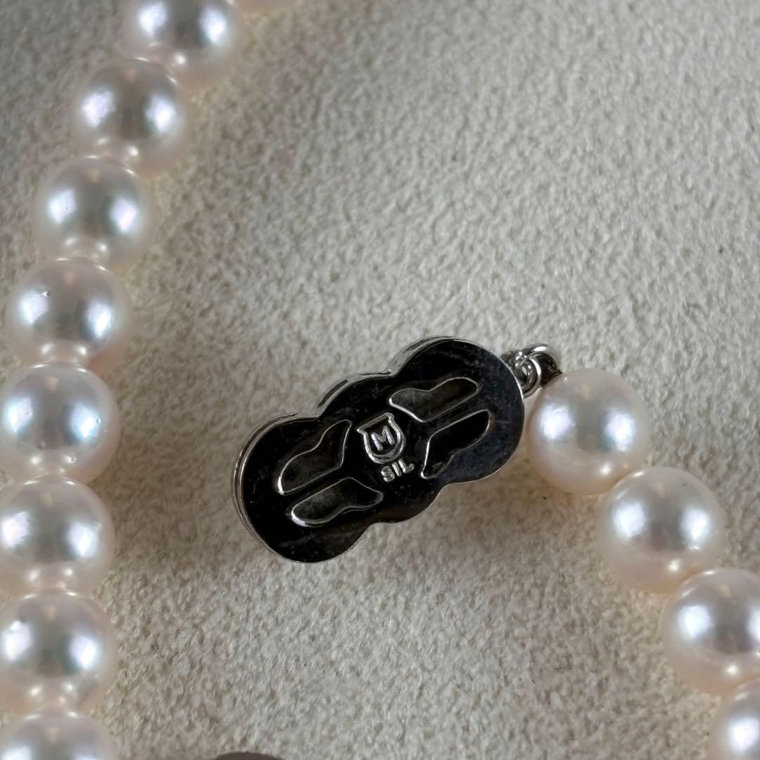 313☆ミキモト Mチャーム シルバー パール 約6.5-6.9mm ネックレス 313