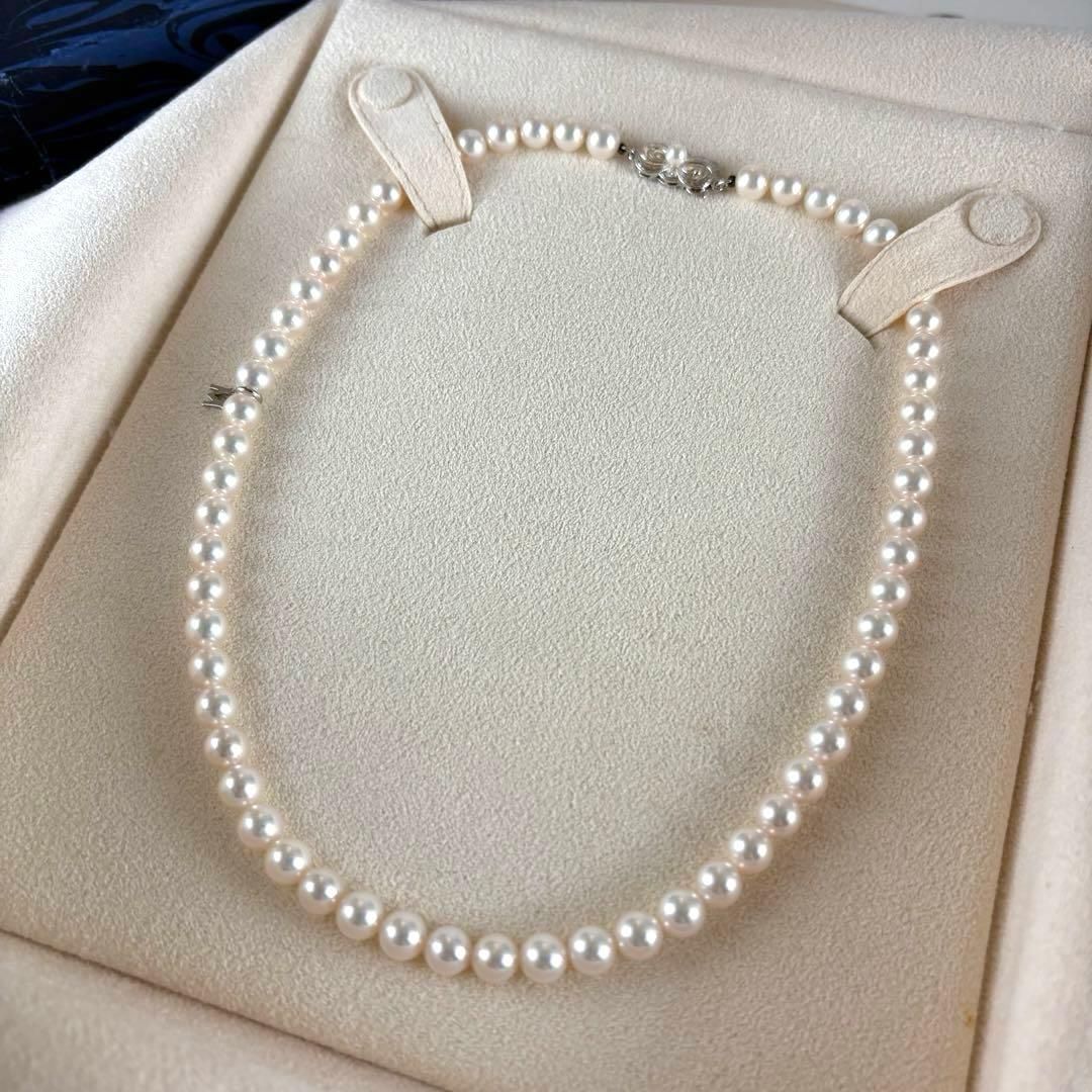 313☆ミキモト Mチャーム シルバー パール 約6.5-6.9mm ネックレス