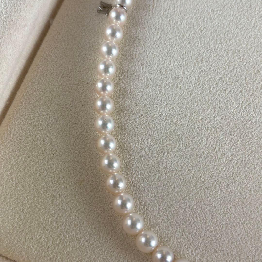 313☆ミキモト Mチャーム シルバー パール 約6.5-6.9mm ネックレス