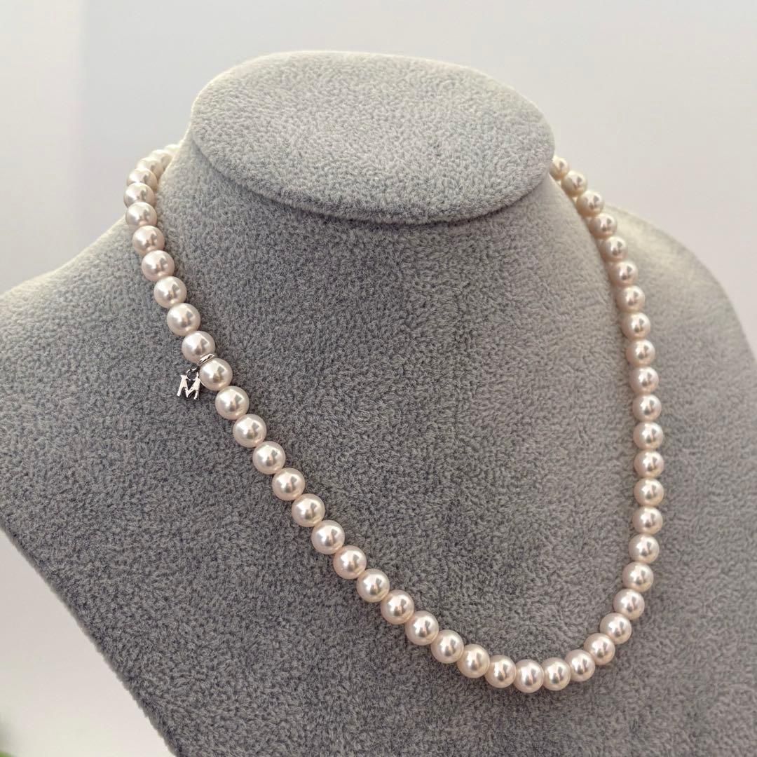 313☆ミキモト　Mチャーム　シルバー　パール　約6.5-6.9mm　ネックレス 313☆ミキモト Mチャーム シルバー パール 約6.5-6.9mm ネックレス